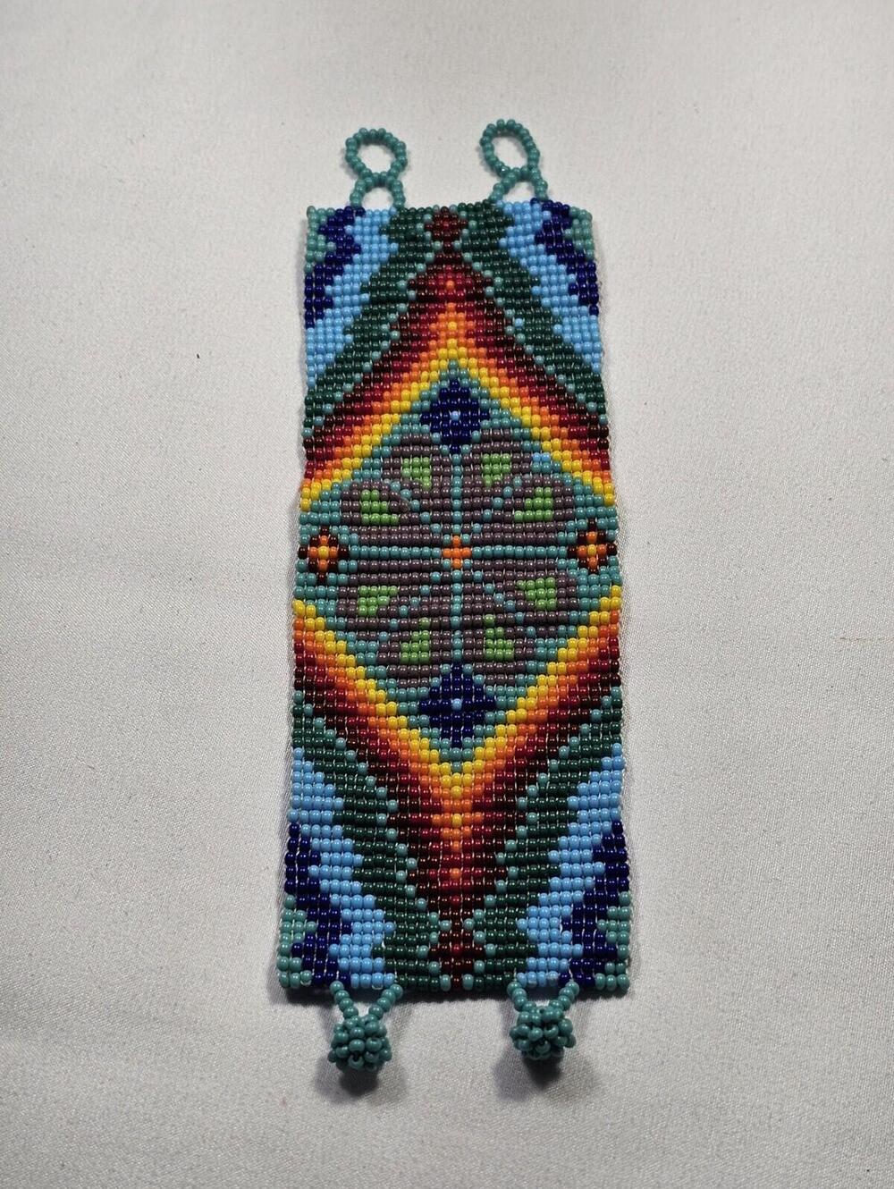 Vintage Huichol Bracelet Beaded Handmade Mexican Folk Art - Picture 2 of 4